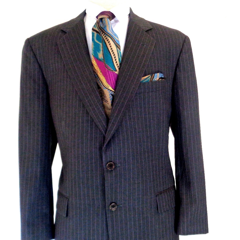 BROOK BROTHERS STRIPED GRAY MENS 2P SUIT SIZE 43R